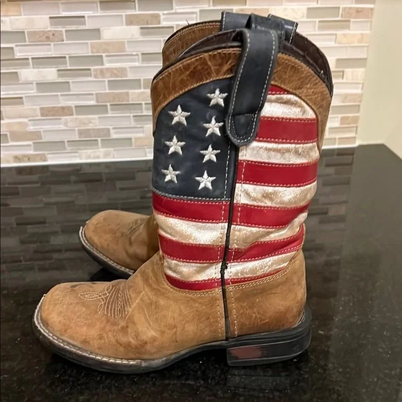 Roper Kids Boys Patriotic Square Toe Boots Mid Calf - Picture 4 of 9